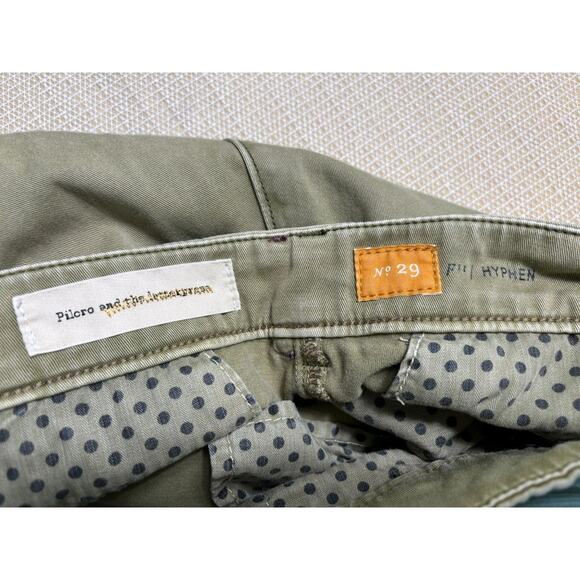 Pilcro and the Letterpress Hyphen Ankle Pants Womens Size 29 Olive Green Stretch - Picture 3 of 8